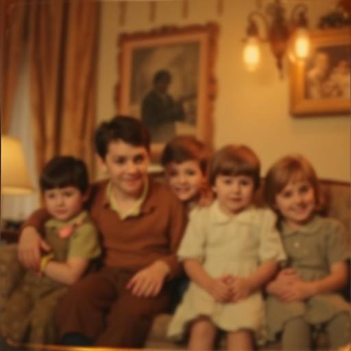Affiche de la série 'Secrets de Famille' avec une photo de famille ancienne légèrement floue.